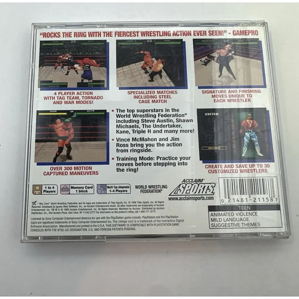 WWF War Zone PS1 PlayStation 1 Wrestling WWE WCW NWO Wrestling Stone Cold Steve